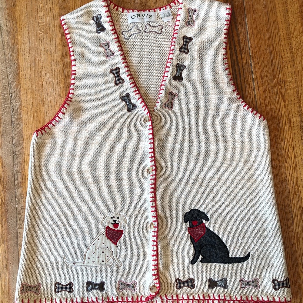 Women's dog-pattern sweater vest